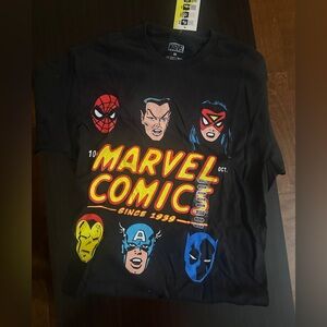Marvel Comics Black T-Shirt with Iconic Characters